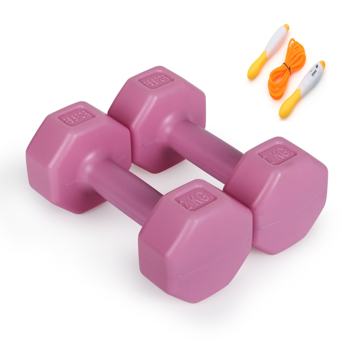 PSSPOR 2 X 2 PEMBE RENK DAMBIL SET + AYARLANABİLİR ATLAMA İPİ
