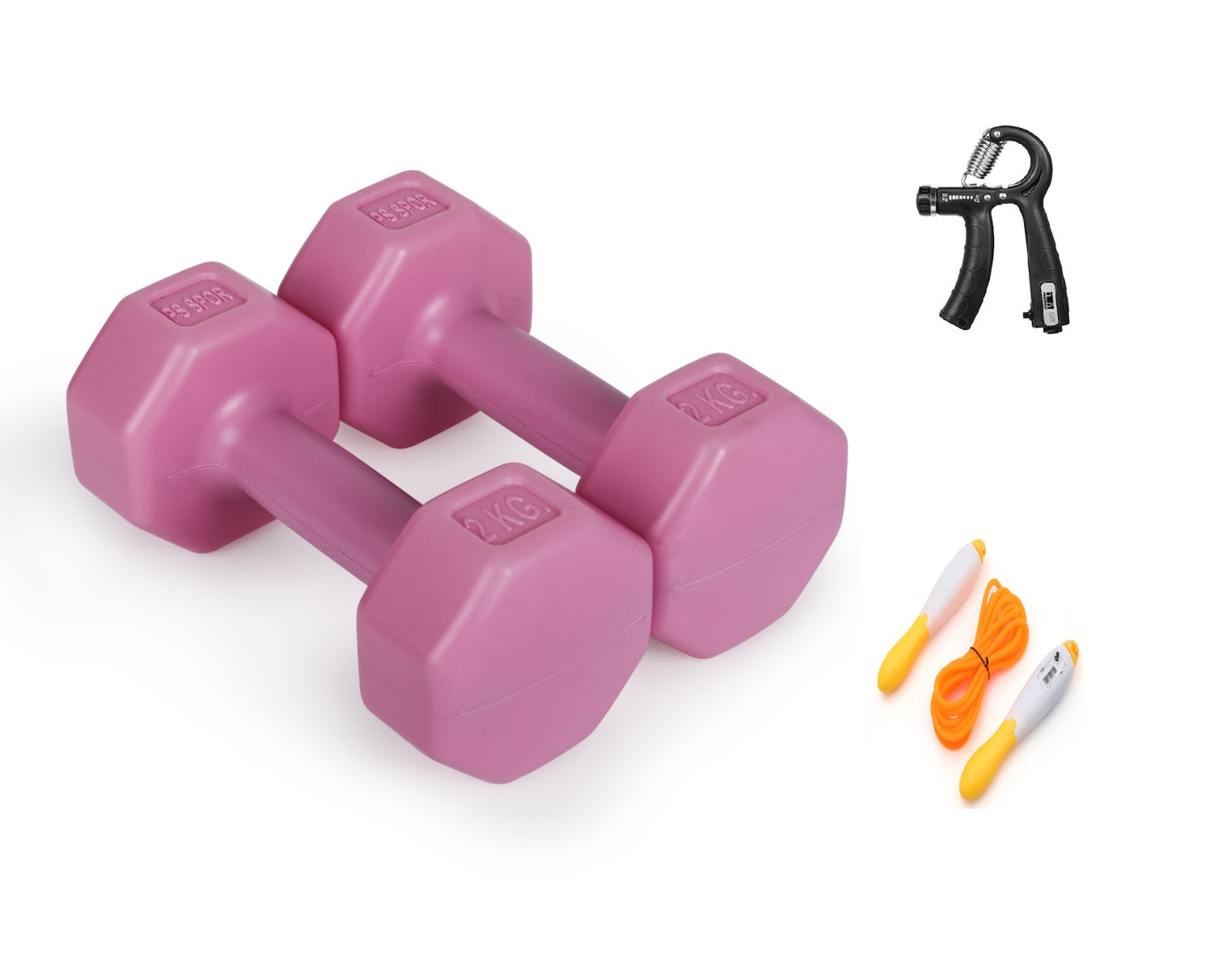 PSSPOR 2 X 2 PEMBE RENK DAMBIL SET + AYARLANABİLİR EL YAYI VE ATLAMA İPİ