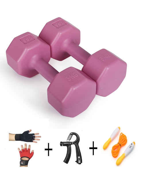 PSSPOR 2 X 3 PEMBE RENK DAMBIL SET + BODY ELDİVENİ - AYARLANABİLİR EL YAYI VE ATLAMA İPİ