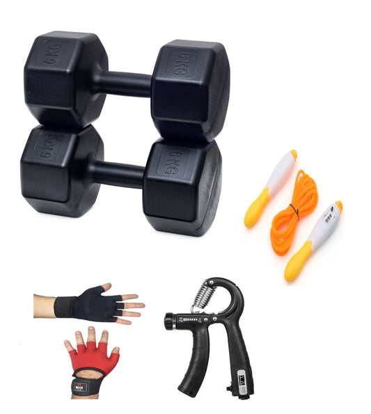 PSSPOR 2 X 6 DAMBIL SET + BODY ELDİVENİ - AYARLANABİLİR EL YAYI VE ATLAMA İPİ