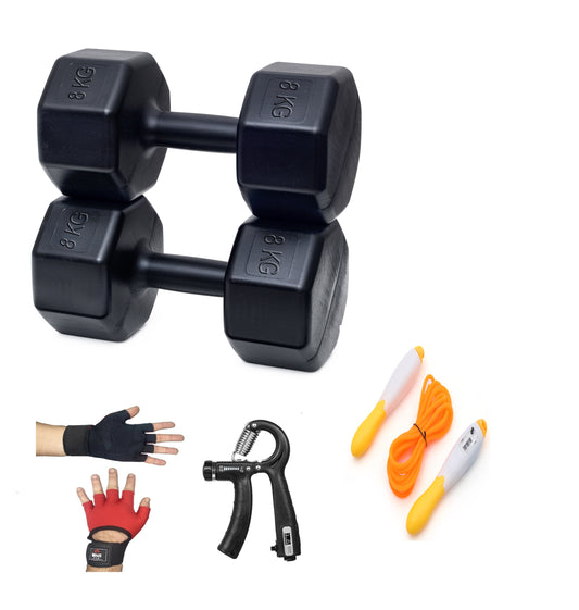 PSSPOR 2 X 8 DAMBIL SET + BODY ELDİVENİ - AYARLANABİLİR EL YAYI VE ATLAMA İPİ